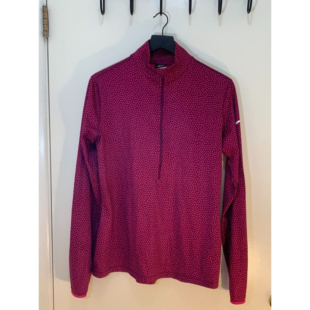 Nike, Women's 1/2 Zip Up Pullover Sweater, XL, Pink, Polkadot, Used